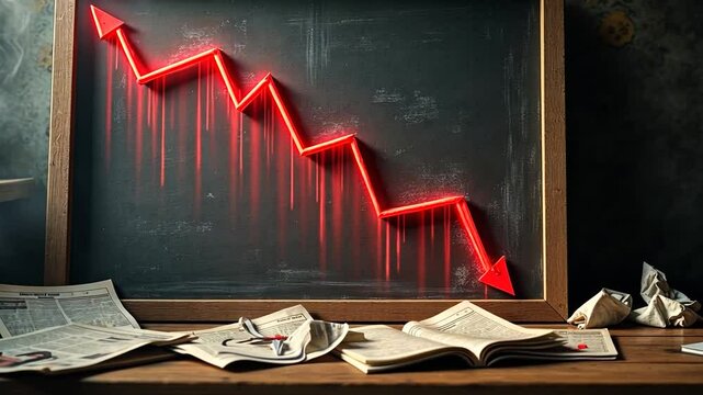 Falling stock market graph, economical crisis	