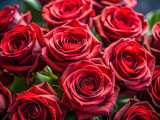 Close-up of a Luxurious Red Rose Bouquet - Vibrant Floral Nature Photography