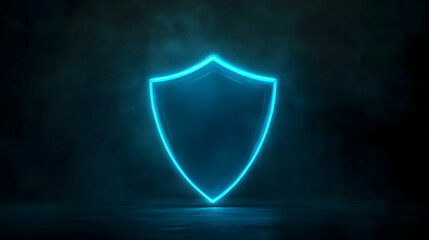 Fototapeta premium Glowing shield, dark background, security concept