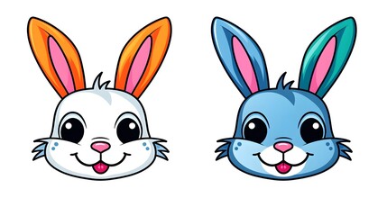 Fototapeta premium Cute Funny Cartoon Rabbit Head Illustration for Kids' Designs and Projects