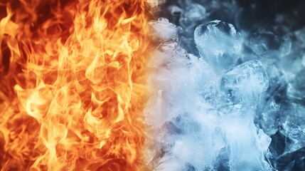 Fototapeta premium Fiery flames and frigid ice, a powerful contrast.