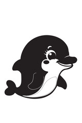 Charming Cartoon Dolphin Illustration on Transparent Background - Cute Sea Animal Vector Graphic - isolated background high resolution premium collection 
