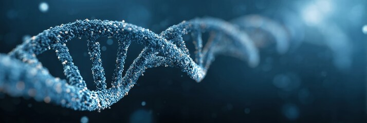 Abstract DNA Helix Floating in a Clean Blue Space Inspired by Science and Genetics