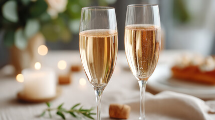 Champagne sparkle celebration with elegant copy space for festive designs