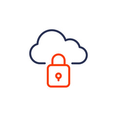 Cloud Computing icon. Cloud security icon. Cloud safety icon. Padlock icon. Cloud network icon.