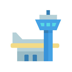 Flat Design Airport Terminal and Control Tower Illustration