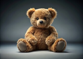 Obraz premium Cute Teddy Bear on Gray Background - Adorable Plush Toy Stock Photo