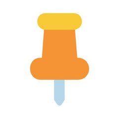 Stylized pushpin in bright colors against black background