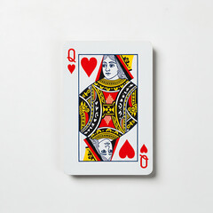Queen of Hearts Playing Card Intricate Design Upward and Inverted Views © adebaguspr