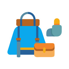 Stylized blue bag with additional luggage on black background