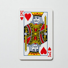 Regal King of Hearts Playing Card with Detailed Crown and Sword
