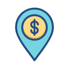 Money location pin graphic flat style isolated element