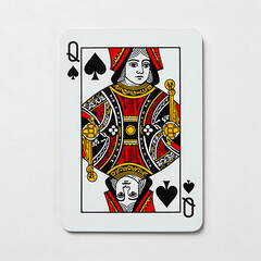 Queen of Spades Playing Card with Intricate Details and Design