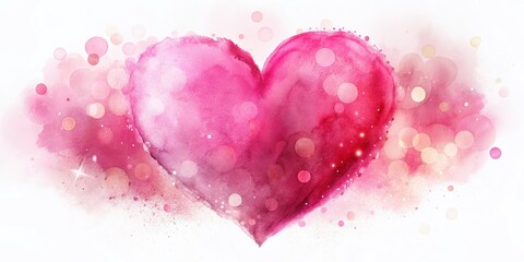 Obraz premium Delicate Pink Watercolor Heart, Bokeh Background, Romantic Love Design