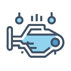 Modern engine graphic icon with light blue details