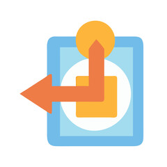 Obraz premium Stylized infographic element showing direction change and movement