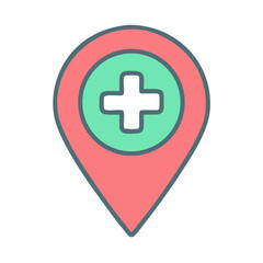 Fototapeta premium Medical location pin icon denoting hospital clinic position
