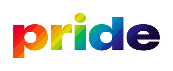 Pride Text with Rainbow Stripes. Rainbow Pride Typography Vector Illustration for Pride Month