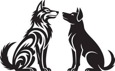 Fototapeta premium Dog Silhouette Vector – Pet and Puppy Clipart DesignCute Dog SVG – Sitting, Standing, and Playful PosesDog Lover Silhouette – Perfect for Pet-Themed CraftsMinimalist Dog Outline – Loyal Companio