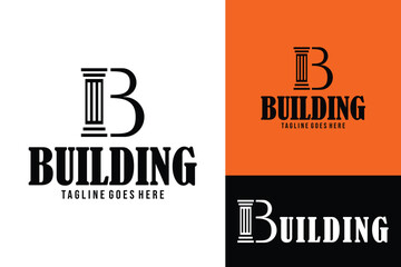 letter b building logo design vector illustration for real estate or apartment, construction