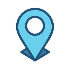 Light blue map pin location icon on black background