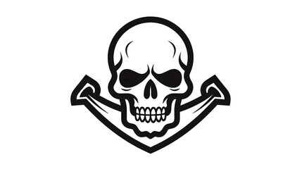 Vector Death Danger Symbol with Line Skull and Bones Illustration