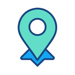 Flat design icon of location pin on black background