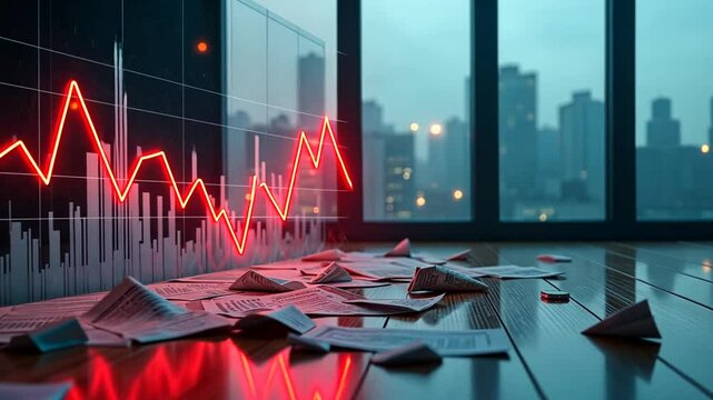 Falling stock market graph, economical crisis	