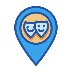 Theater location pin shows entertainment and cultural destinations