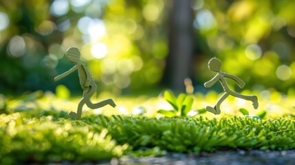 Stick Figure Running: A stick figure running outdoors, embracing jogging as a way to engage in cardiovascular exercise, promote heart health, and stay fit.
