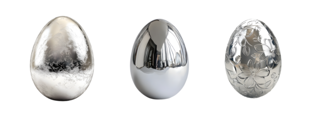 Set of decorative eggs in varying finishes. isolated on transparent background
