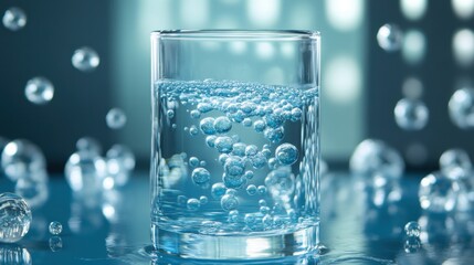 Baking soda and lemon juice reaction showing bubbles in a clear container on a lab table
