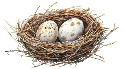 Obraz premium Bird Nest with Eggs Illustration Nature Concept isolated on transparent png