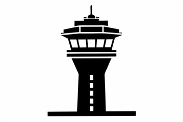 air traffic control tower silhouette vector