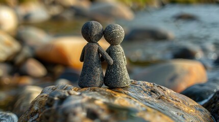 Stick Figure Sharing a Moment: A stick figure and their partner sitting close, sharing a quiet moment of connection, savoring the serenity and joy of each other&rsquo;s company.
