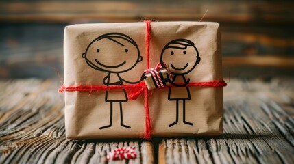 Stick Figure Giving a Gift: A stick figure handing a wrapped gift to their partner, showing love and affection with a thoughtful, meaningful present.