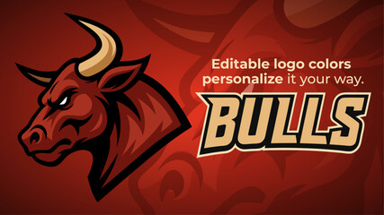 Angry Bull Side View Mascot Logo – Powerful Red Bull Head Vector for Sports and Esports Teams
