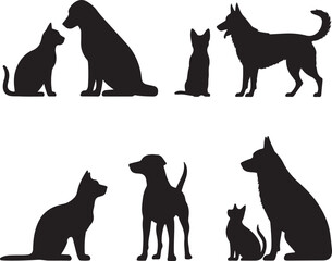 A striking black silhouette of a dog with a long tail sniffing the ground. It captures the simple, 
yet powerful, beauty of canine companionship. 