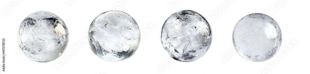 Fototapete set of sphere-shaped objects with varied surface patterns. isolated on transparent background