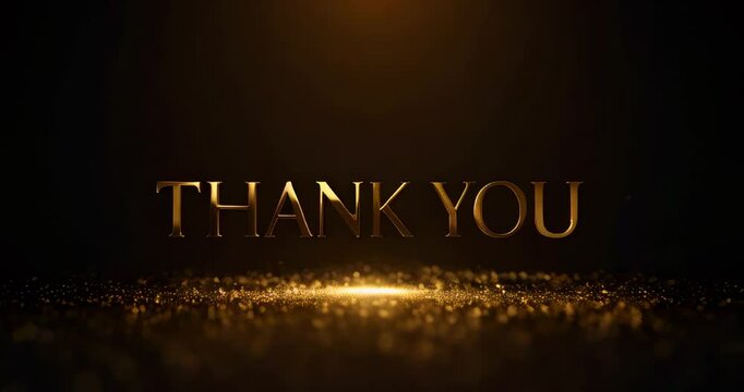 Thank you sign with a gold sparkle