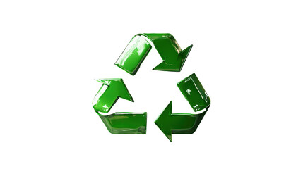 Obraz premium Green Recycle Symbol Shiny on Transparent Background 