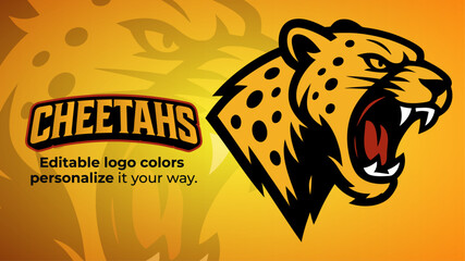 Cheetah Mascot Logo Roaring – Fierce Wild Cat Vector for Esports and Sports Teams  © Giu Studios