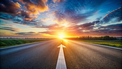 Naklejka premium Empty Road Leading to 2025: Optimistic Future Success Highway
