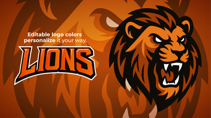 Roaring Lion Head Mascot Logo &ndash; Fierce Side View Vector for Sports and Esports Branding
