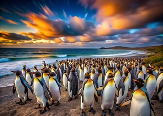 Obraz premium Falkland Islands Penguin Colony Long Exposure Photography - Volunteer Point Nature Reserve