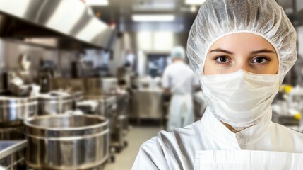 Person Wearing Protective Gear in Food Factory for Hygiene Standards