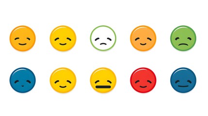 Professional Mood Grade Emoji Face Outline Set Line Art Stock Photo
