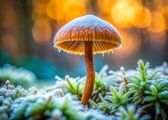Fototapeta premium Frosty Fibrecap Mushroom Macro Photography with Bokeh - Inocybe maculata