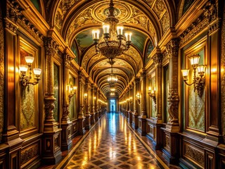 Fototapeta premium Gilded Corridor: Elegant Urban Exploration Photography Stock Photo