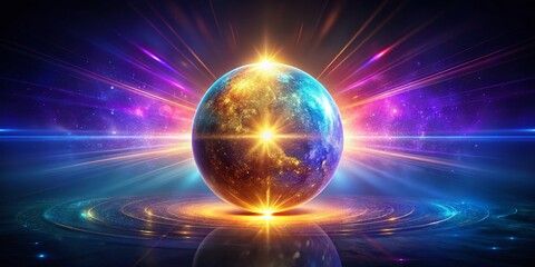 Obraz premium Glowing Abstract Background with Dark Horizontal Band for Text - Stock Photo